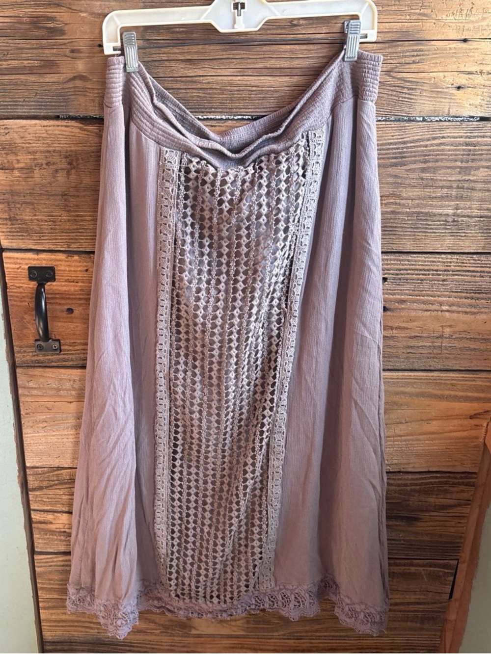 Chico's Crochet-Panel Boho Maxi Skirt